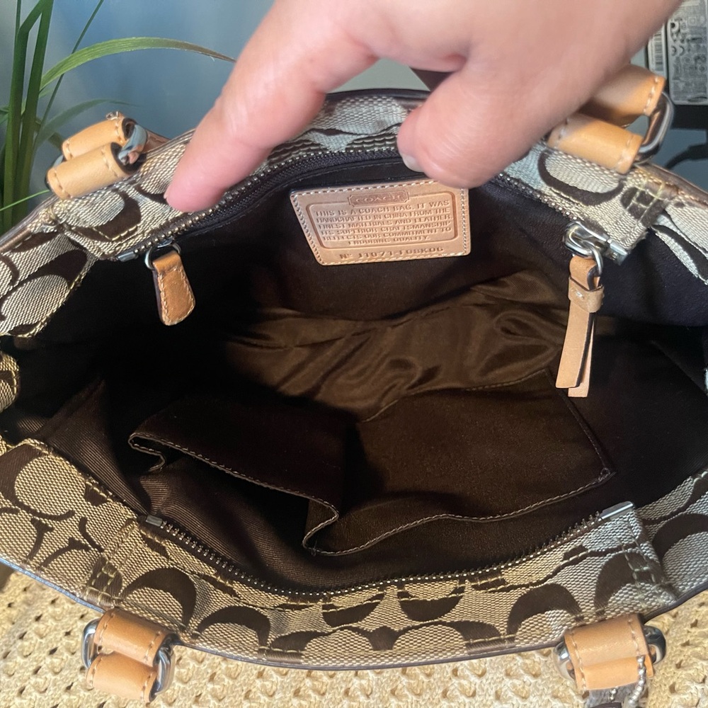 Coach Brown and Tan Signature Tote Bag - Picture 8 of 8